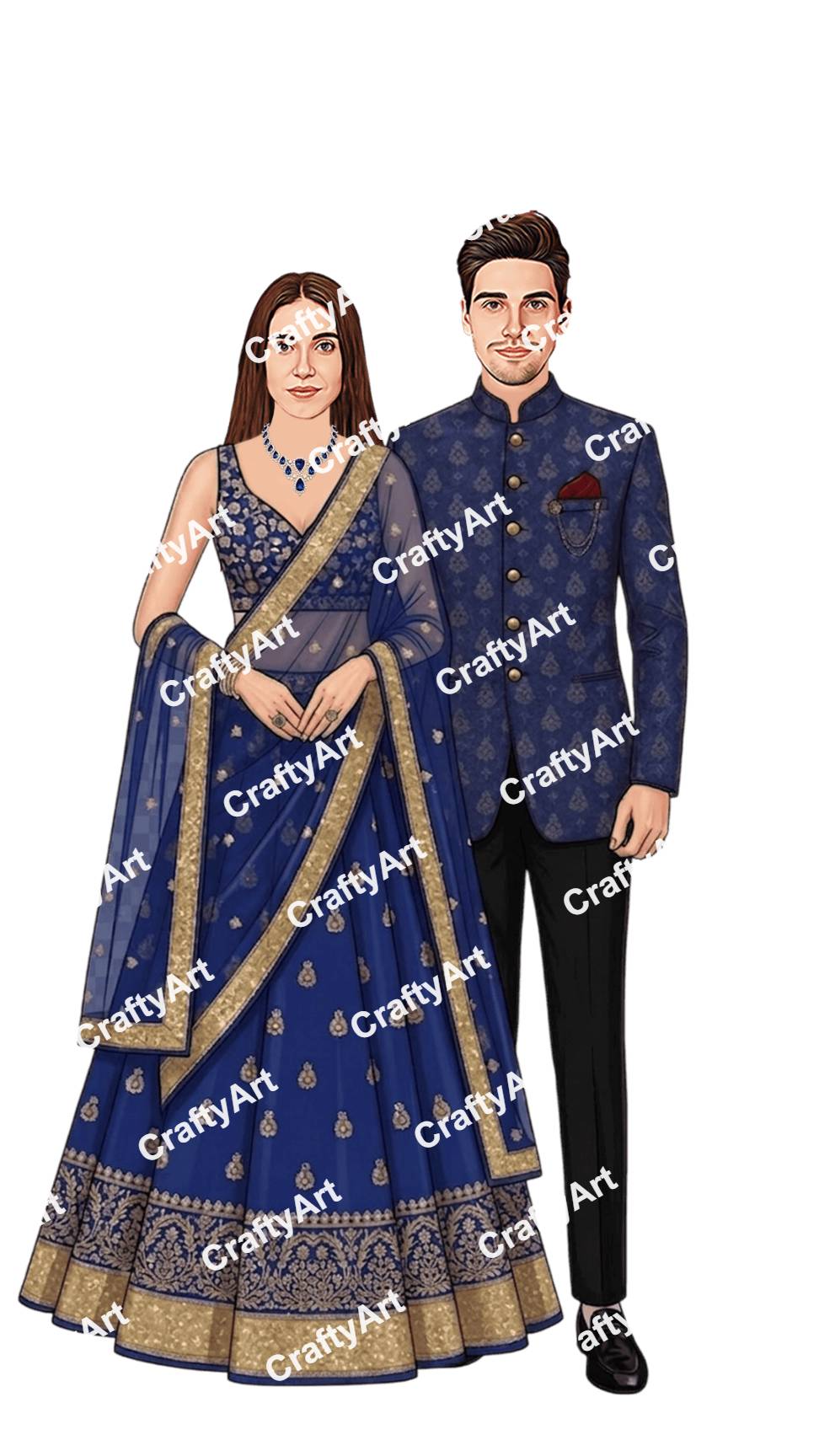 Luxury Wedding Reception Caricature Design for Whatsapp