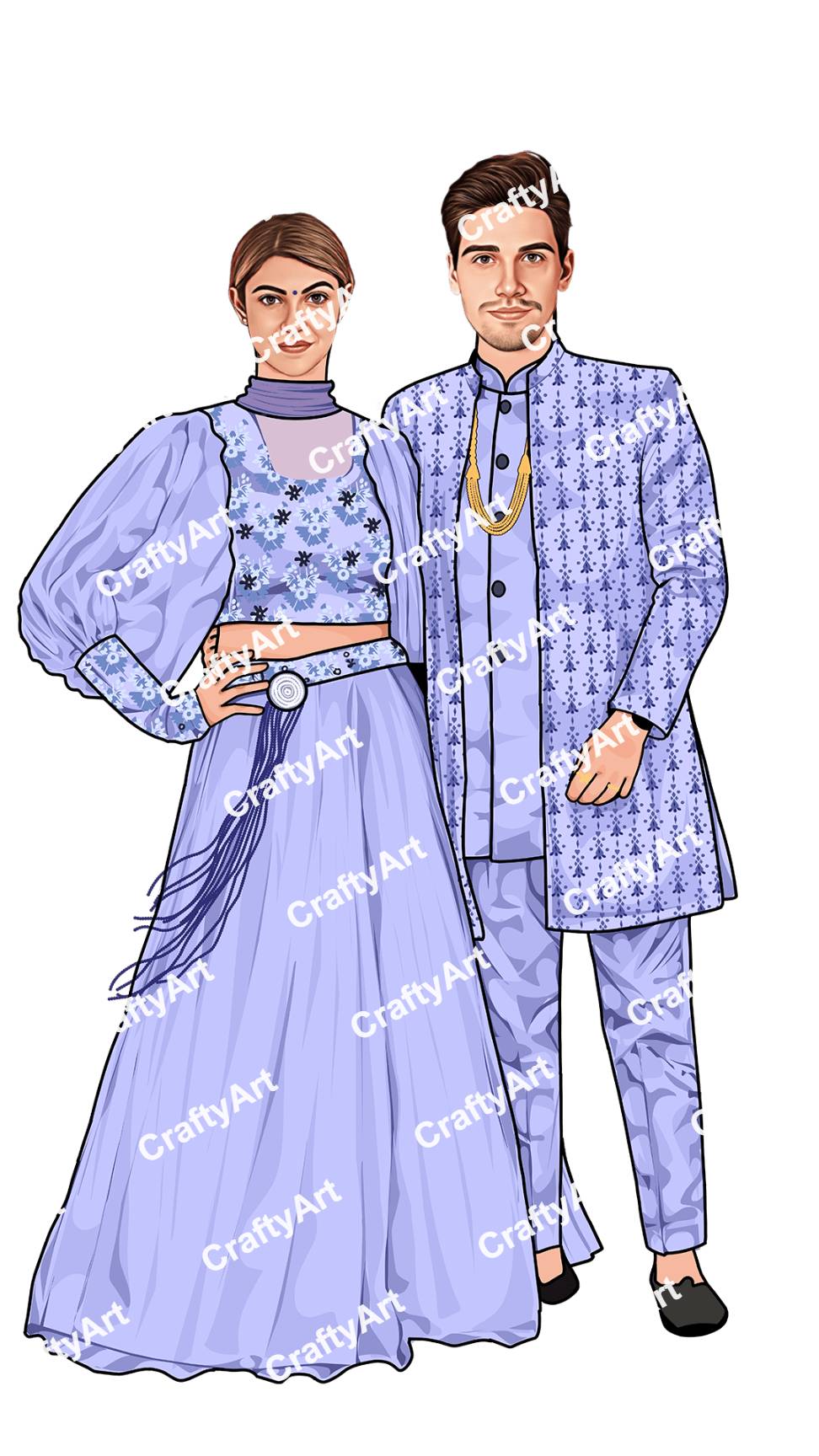 Artistic Couple Portrait in Matching Wear for Sangeet