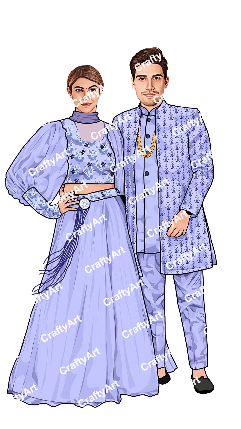 Artistic Couple Portrait in Matching Wear for Sangeet