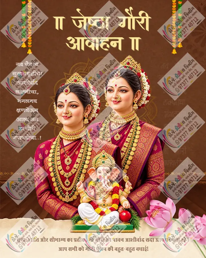 Gauri Puja Invitation Card Online with Marathi Designs
