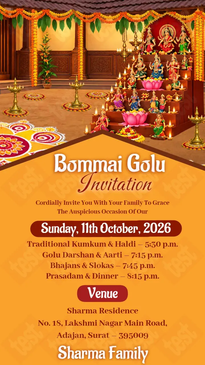 Bommai Golu Invitation Card Designs for Navratri
