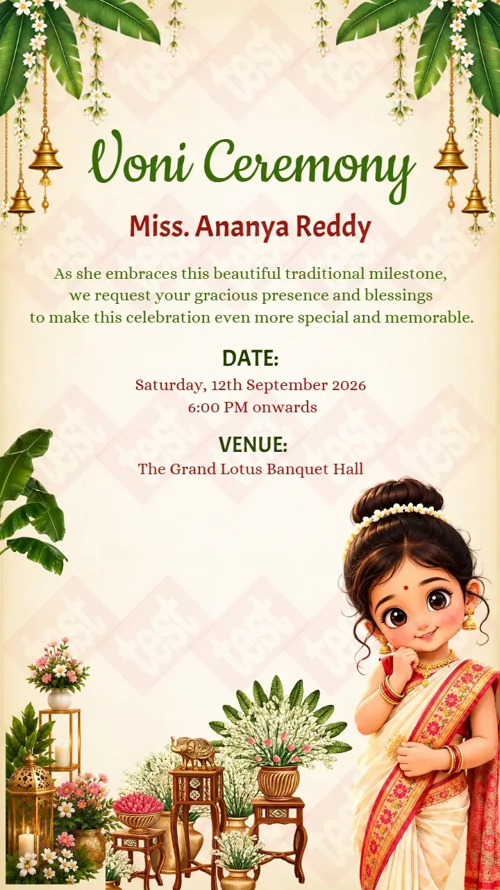 Voni Function Invitation Card with Elegant Traditional Style