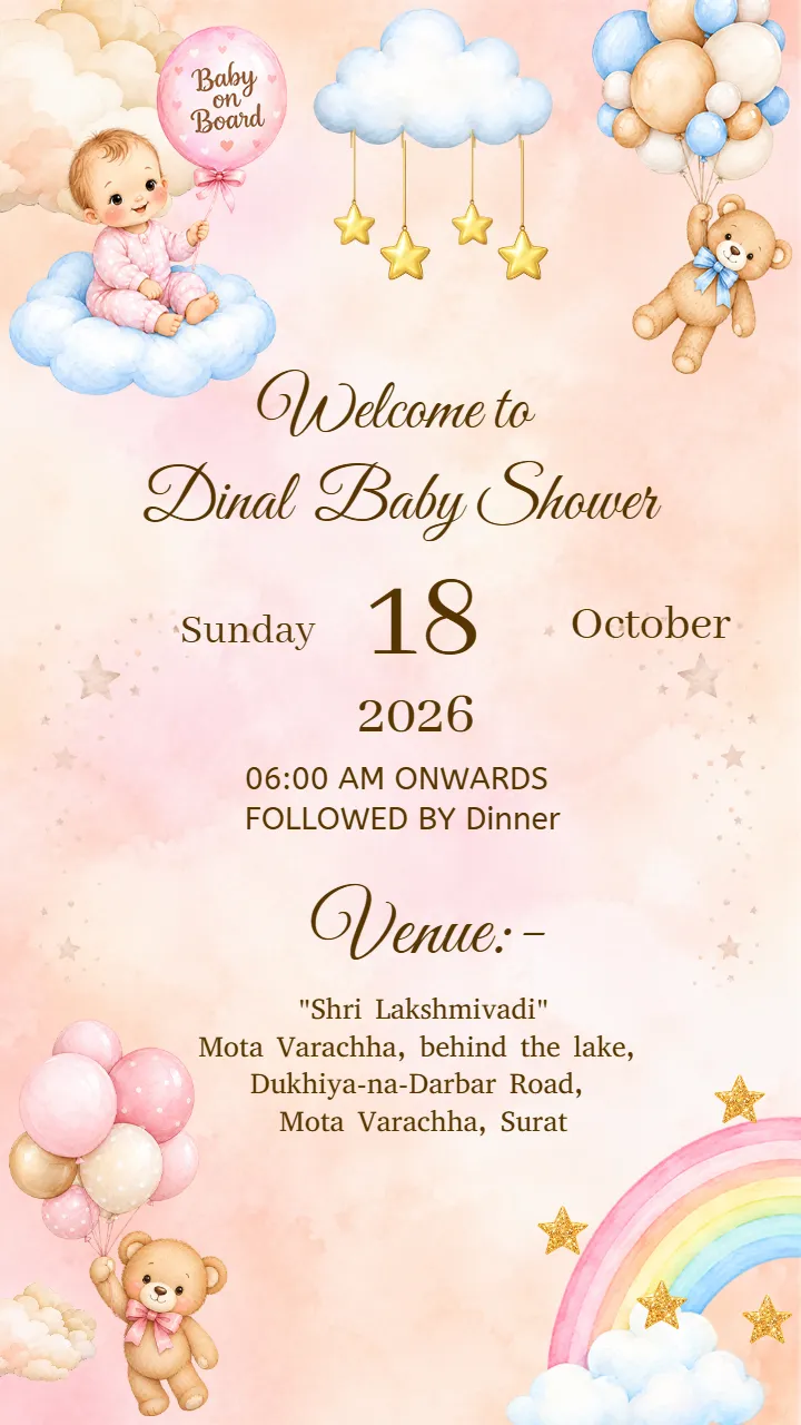 Baby Shower Invitation Video in English with Floral Theme