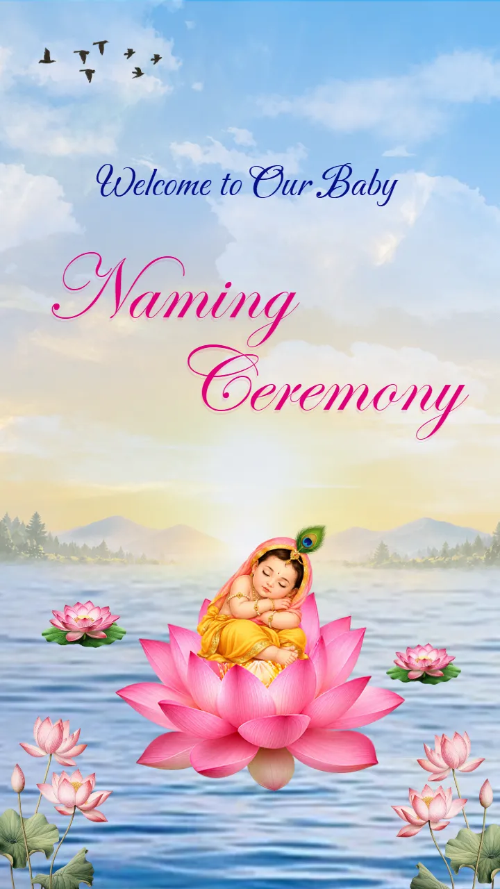 Naming Ceremony Invitation Video with Pink Lotus Artwork
