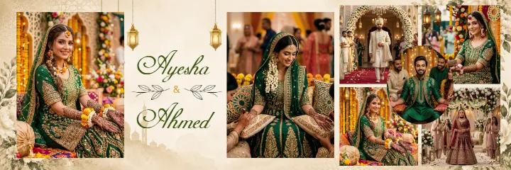 Muslim Wedding Album Luxury Islamic Couple PSD Template