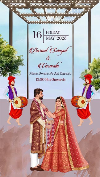 Royal Scroll Rajasthani Wedding Invitation Template Online