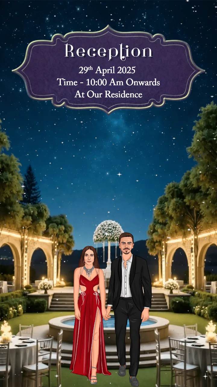 3d wedding invitation video with Animated Couple Caricature