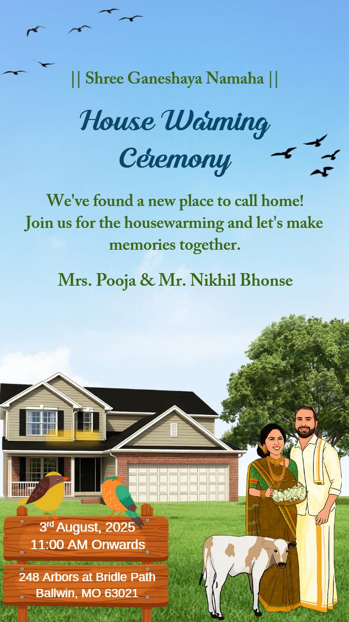 House Warming Invitation Card With Traditional Look