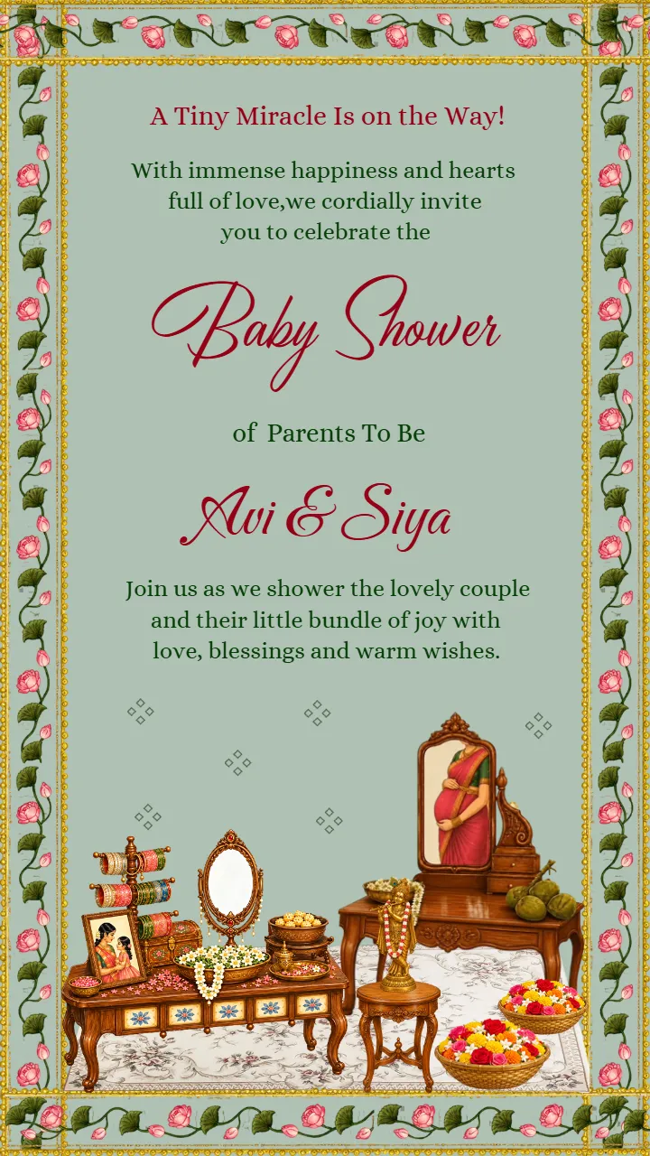 Baby Shower Invitation Video with Beautiful Floral Artwork