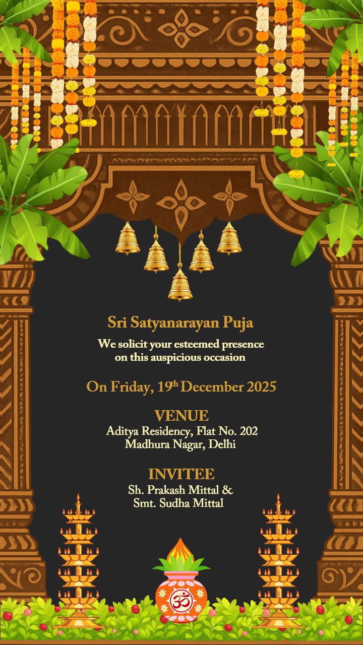 Satyanarayan Puja Invitation Video With Temple Decor