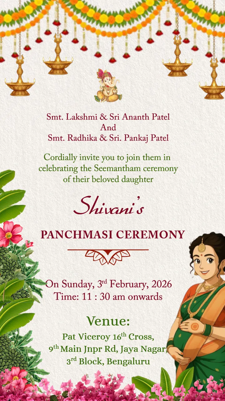 Panchmashi Ceremony Invitation Card Template