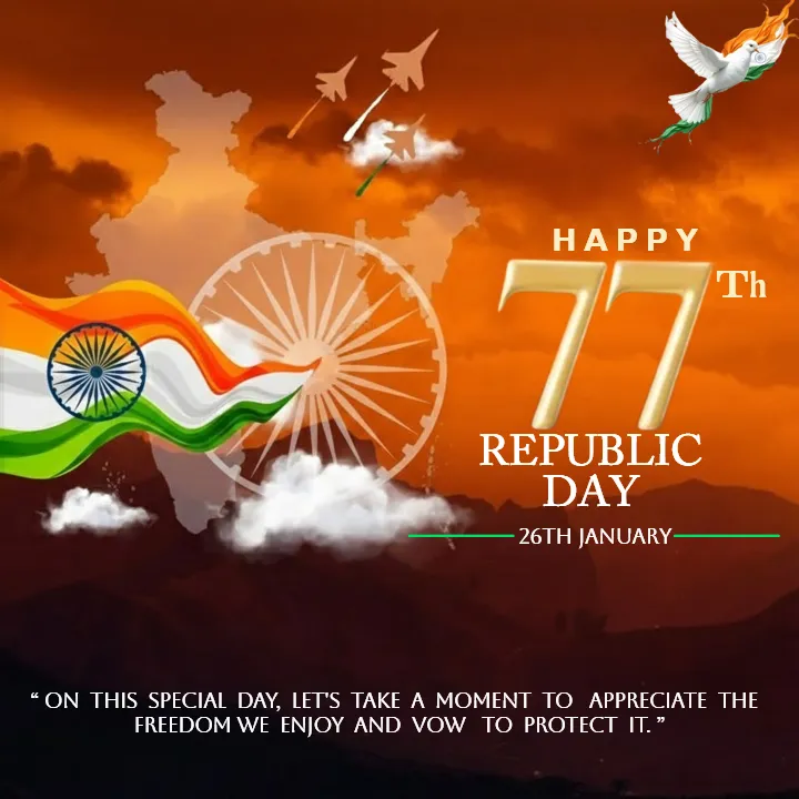 Happy 77th Republic Day Wishes in English Images 2026