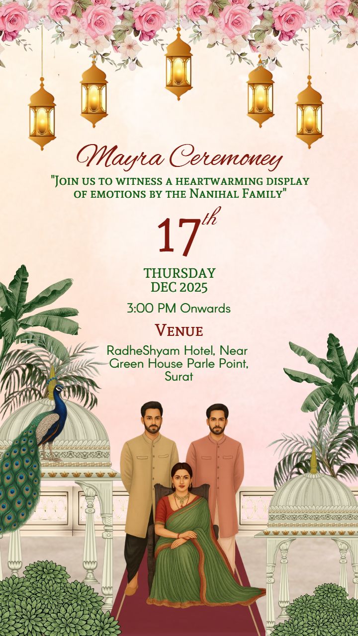 Traditional Mayara Invitation Video Card for Siblings