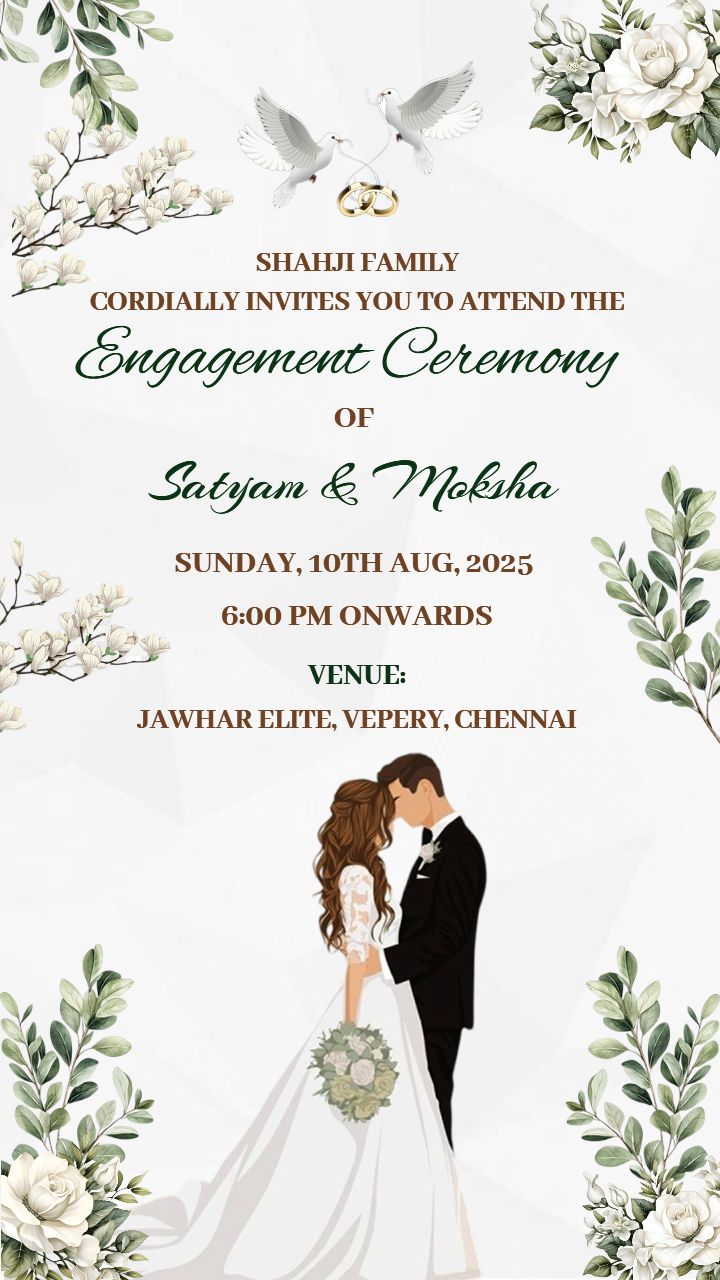 White Theme Engagement Invitation Template