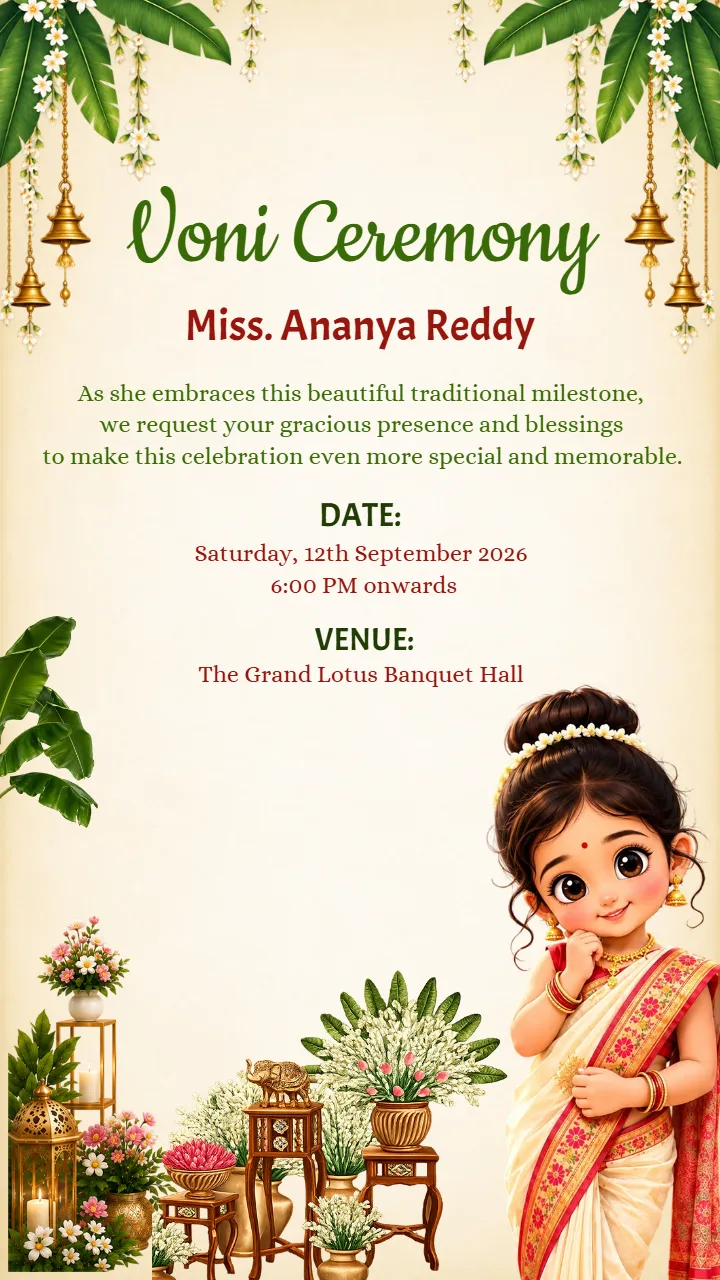 Voni Function Invitation Card with Elegant Traditional Style