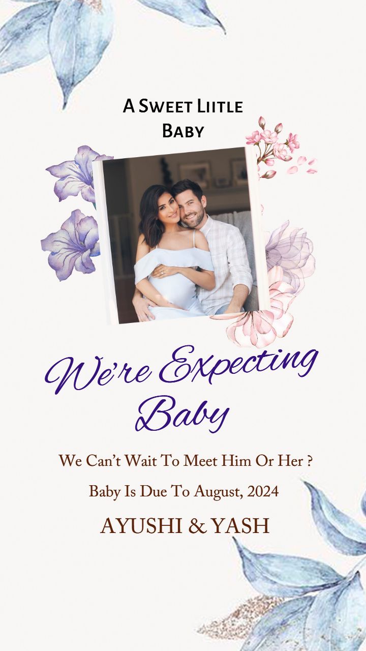 Baby Shower Digital Invitation Card with Photo and Florals