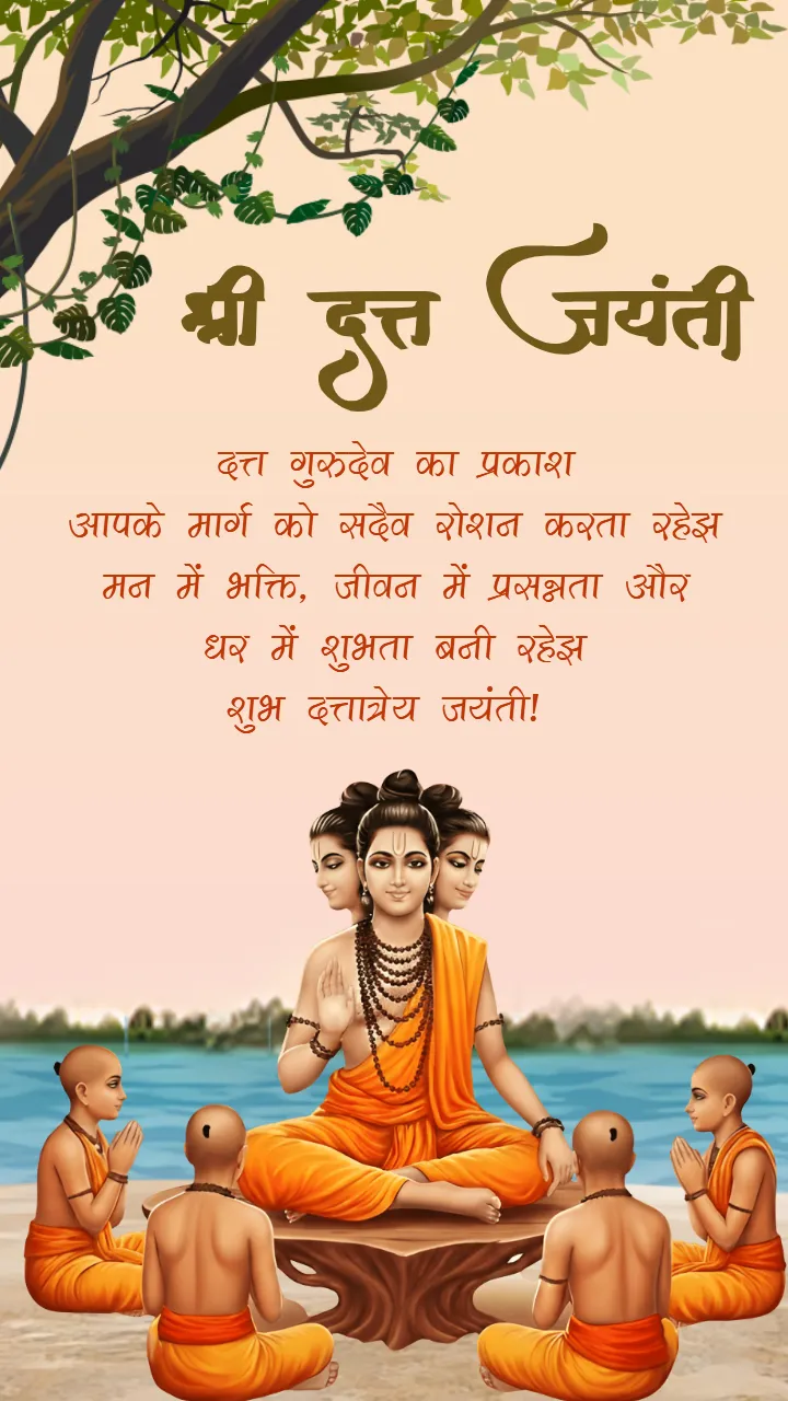 Happy Datta Jayanti Images Beautiful Guru Datta Darshan Art