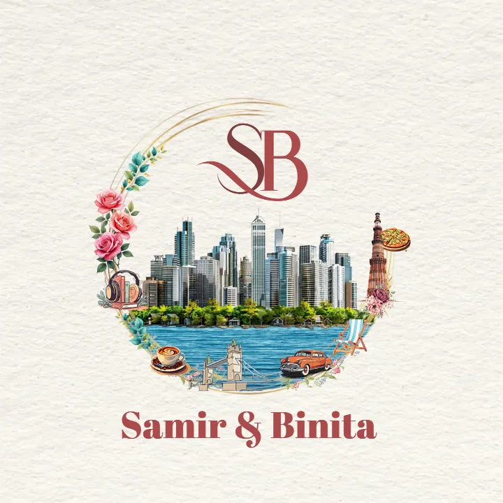 wedding monogram logo with Floral and City Theme