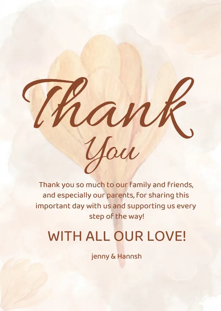 Wedding Thank You Message Template for Special Guests