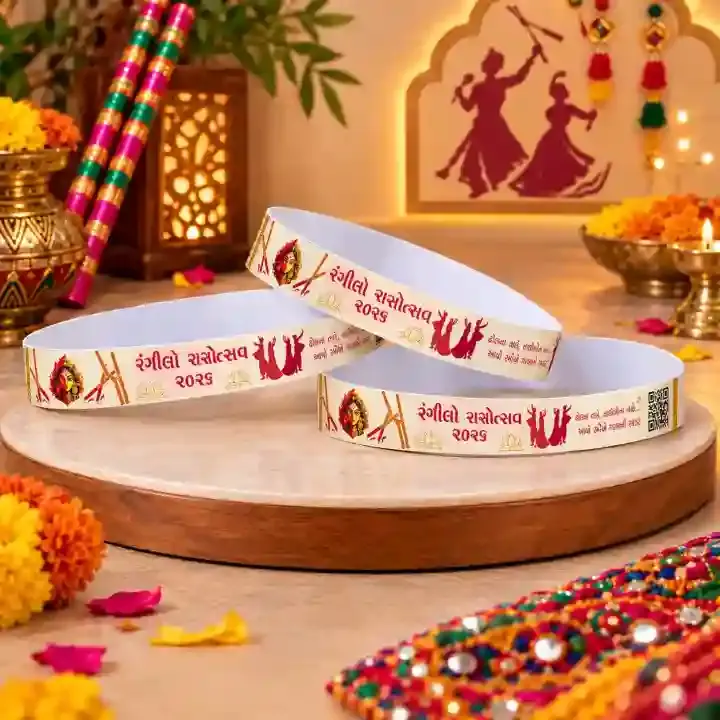 Navratri Wristband in Gujarati for Garba Event Entry
