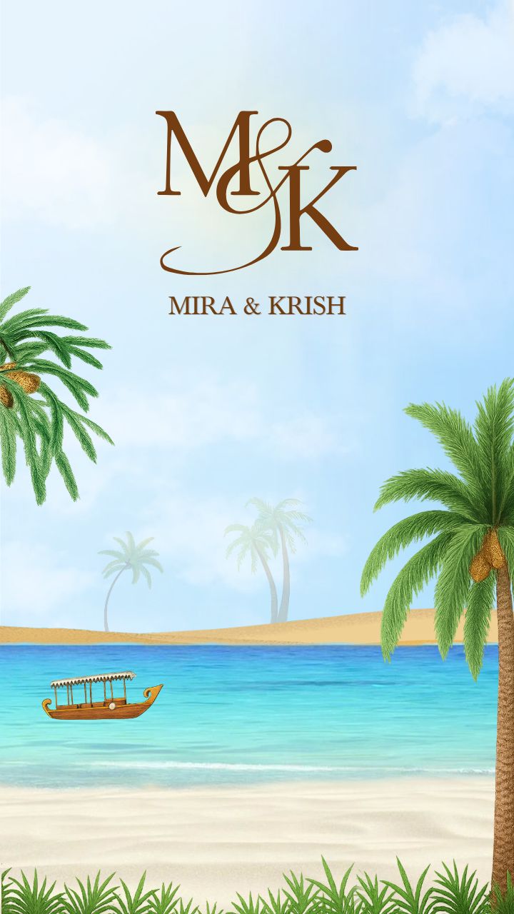 Ocean inspired wedding Invitation template with boat artwork
