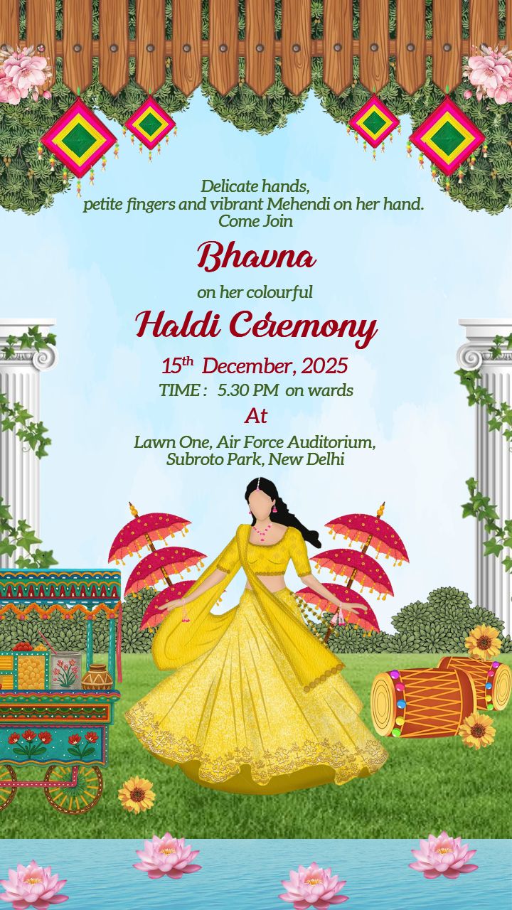 Haldi Invitation Video Template With Bride Theme
