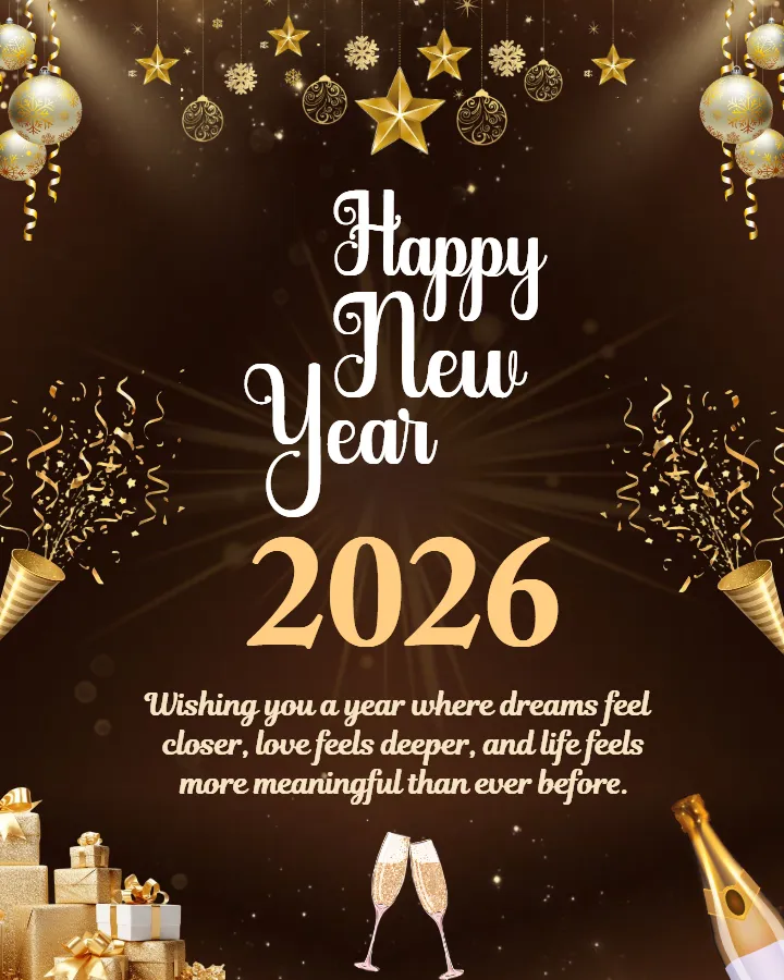 Full Screen Happy New Year 2026 Wishes Image English for FB