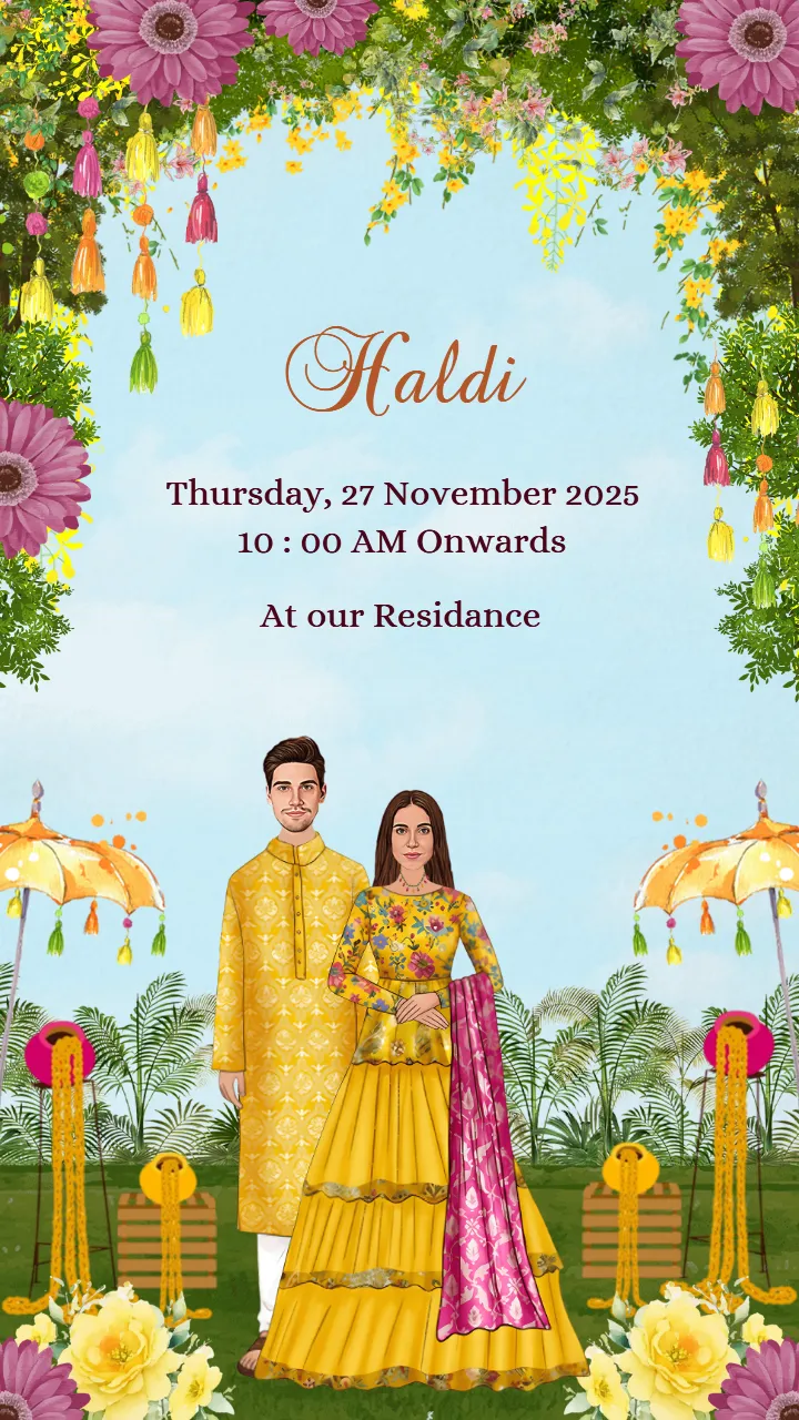 Indian wedding invitation video with greenery and florals