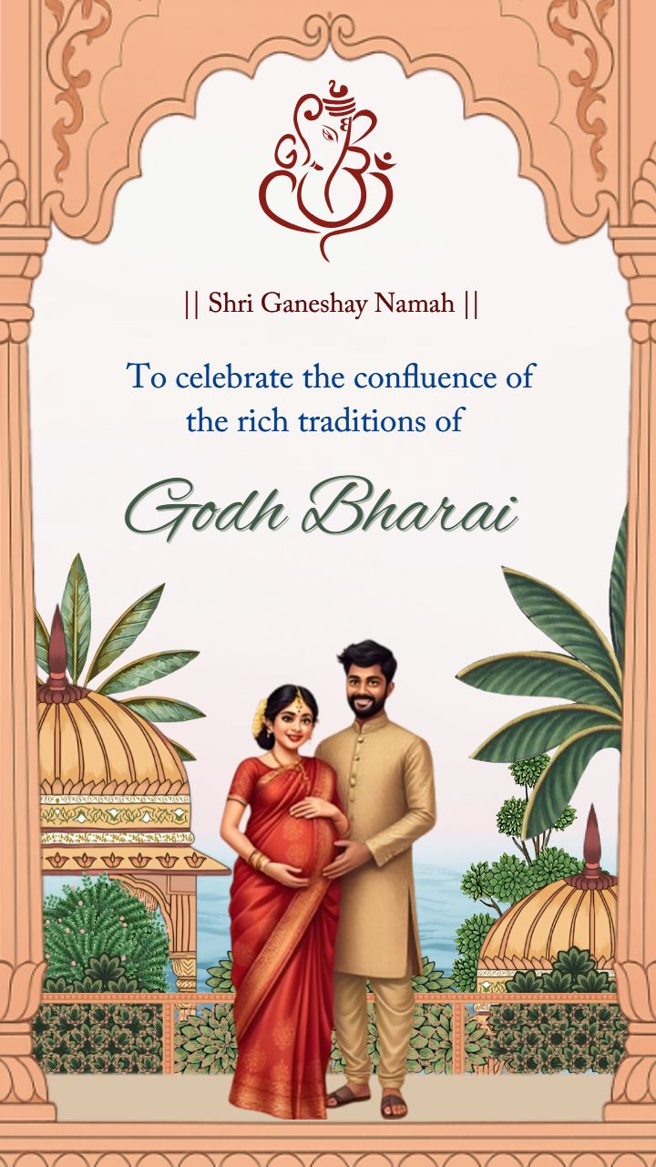 Invitation Video For Godh Bharai Celebration With Couple Theme