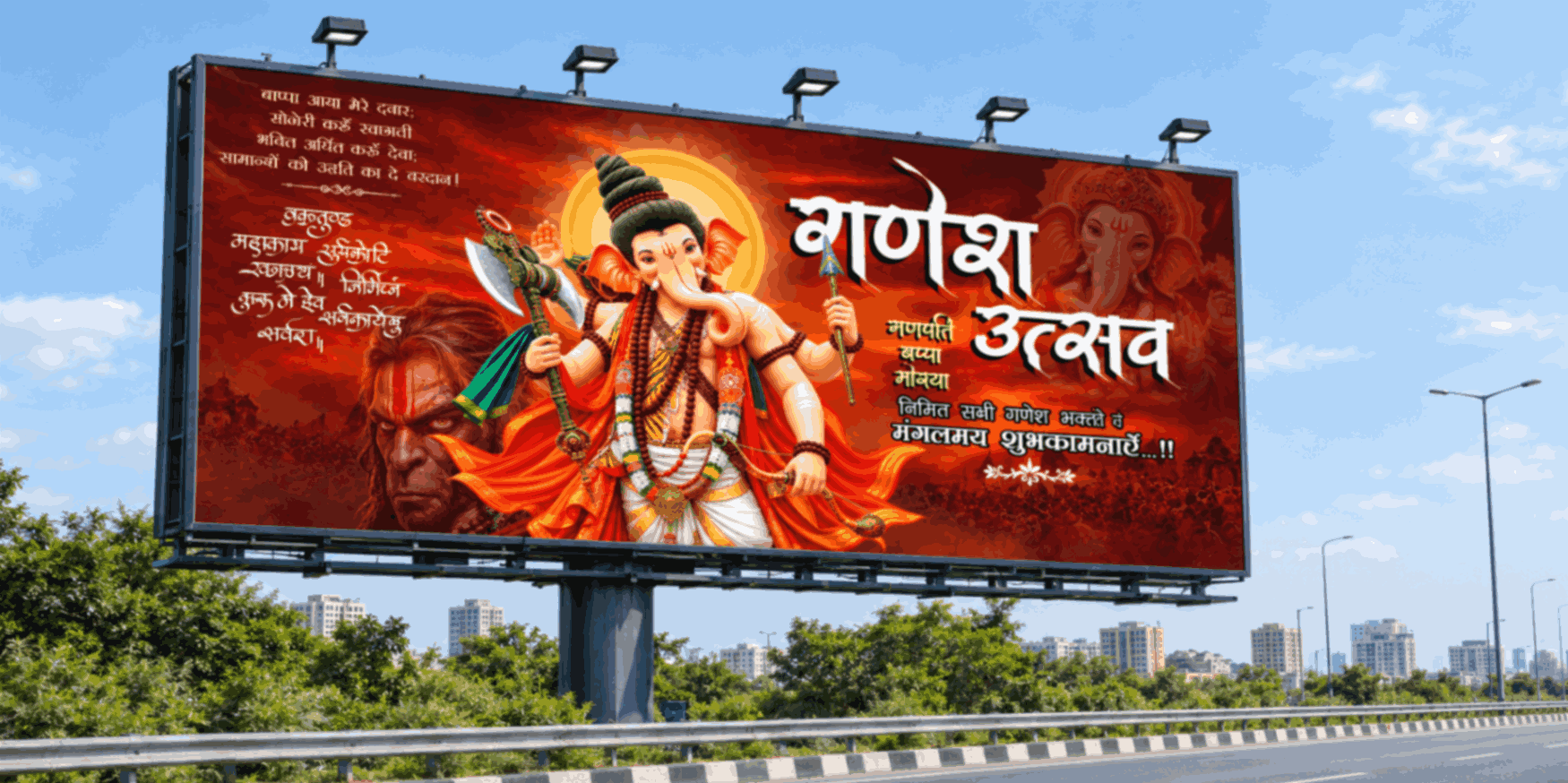 Ganesh Utsav Hoarding Design with Divine Ganesha Theme
