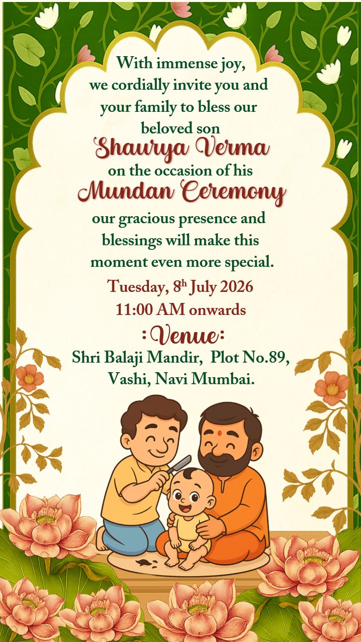 Create an English Mundan E-Card for Your Child