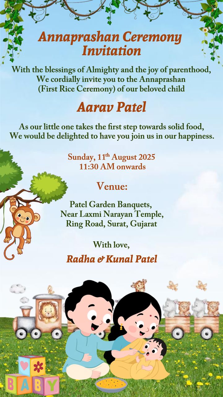 Animated Baby Annaprashan Video with Family Art