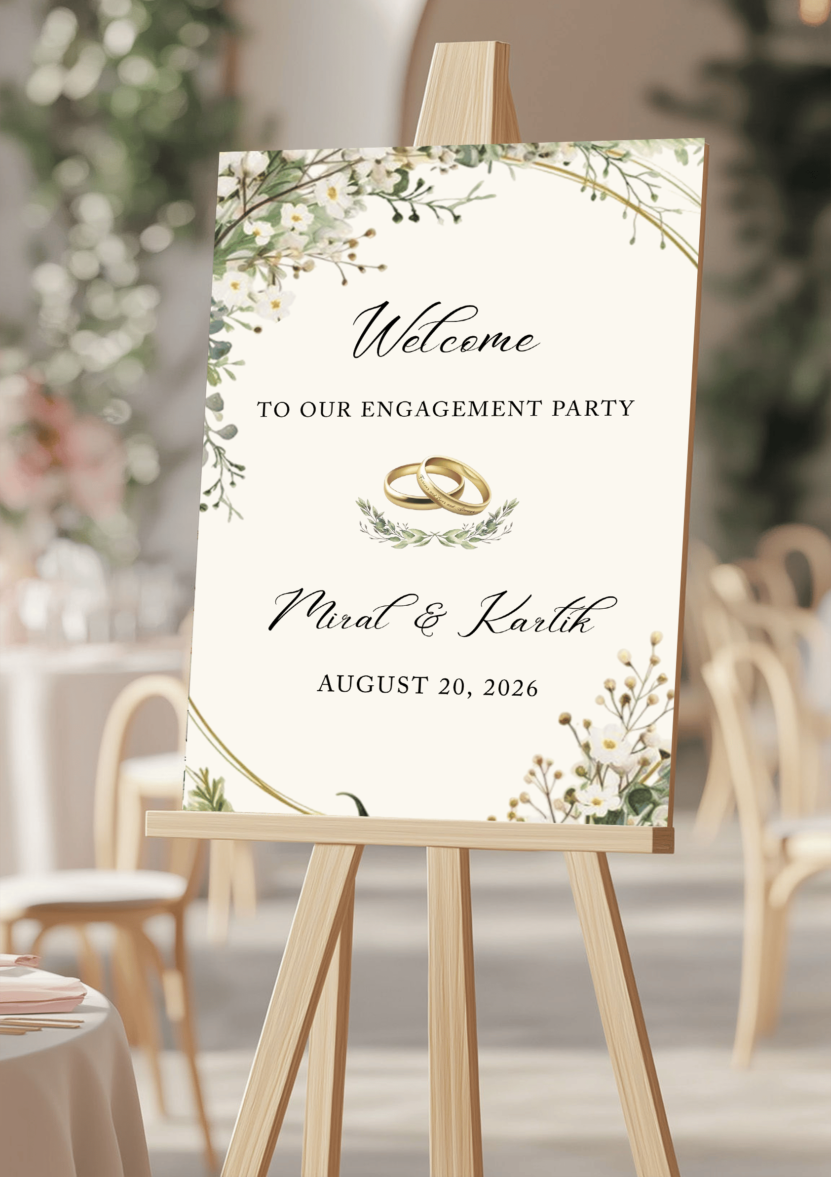 Stylish Engagement Welcome Board for Couple Entry