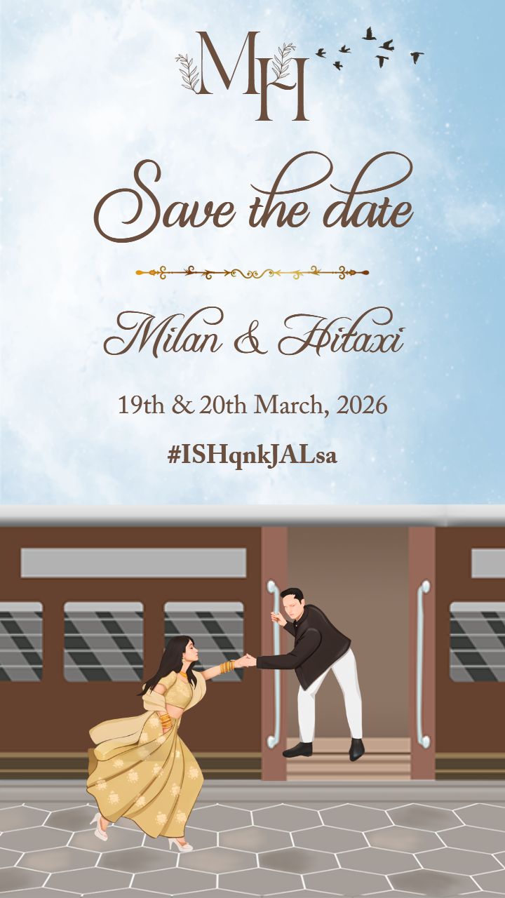 Romantic Railway Inspired Save the Date for Wedding Vibes