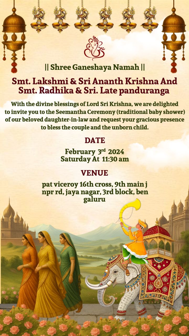 Seemantham Celebration Invite Video With Royal Couple Theme
