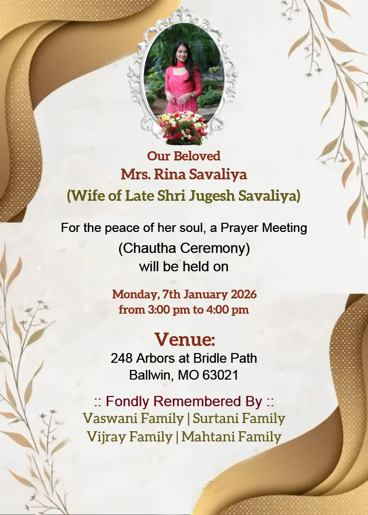 Chautha Death Ceremony Invitation card Templates