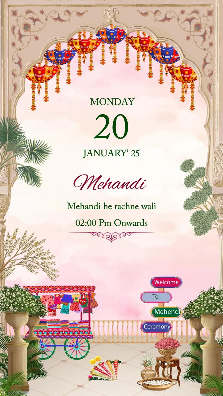 wedding invitation video featuring Udaipur-style decor