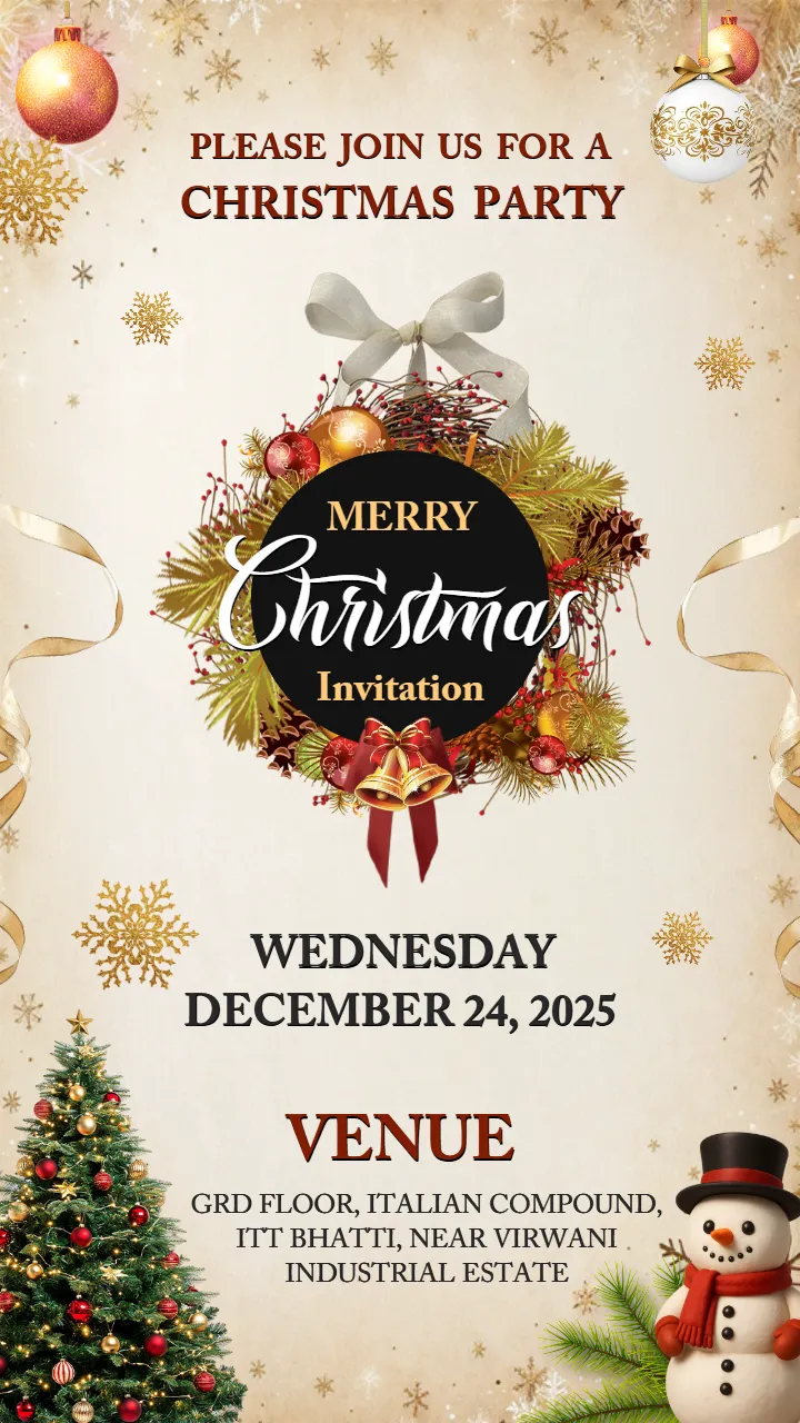 Merry christmas invitation card premium christmas design