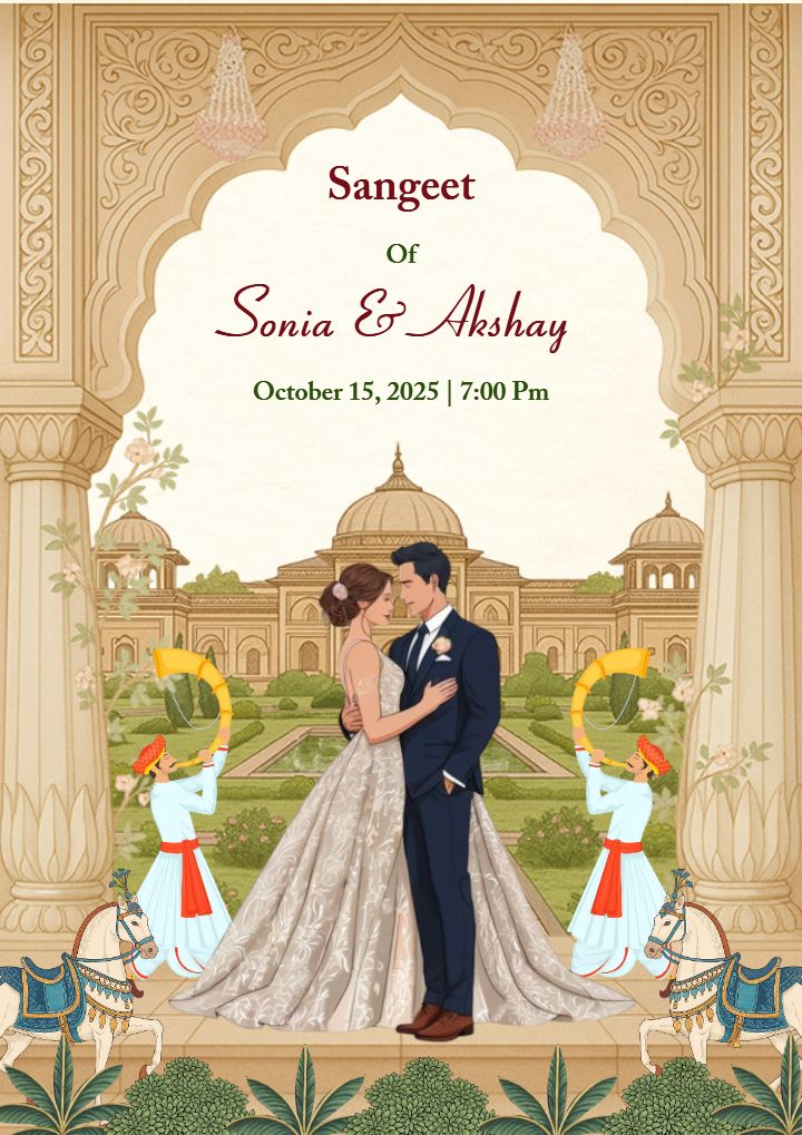 Heritage Palace Sangeet Ceremony Welcome Board Template