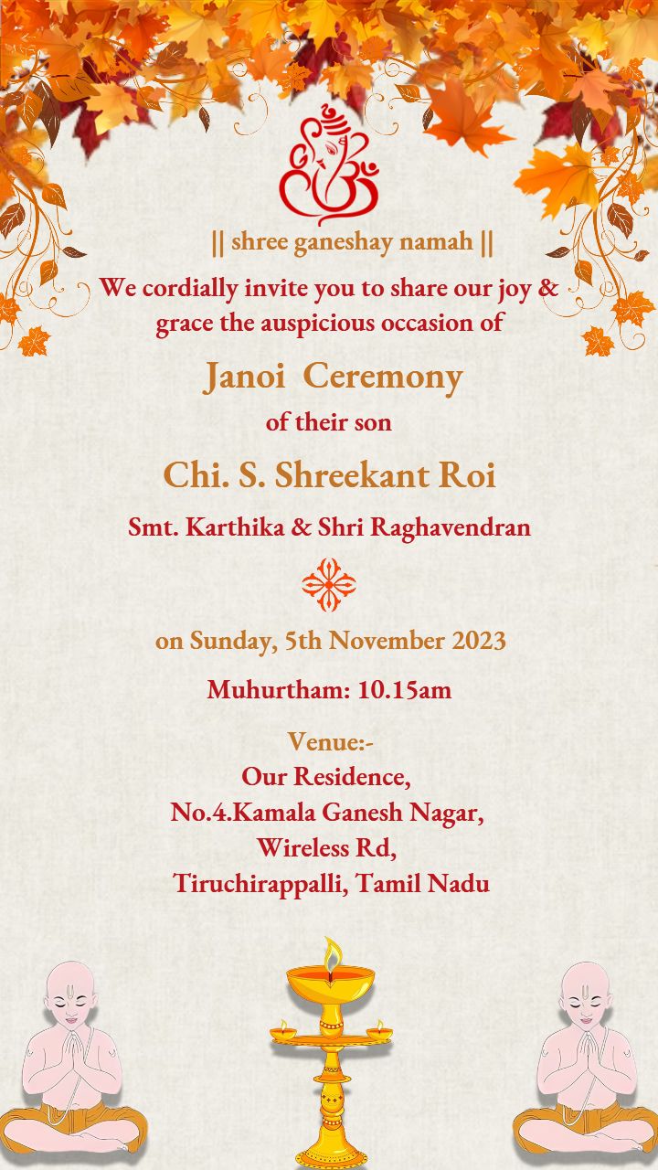 Janoi ceremony invitation for autumn themed events
