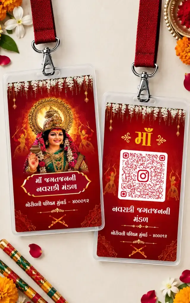 Navratri Mandal ID Card Design with Custom Details