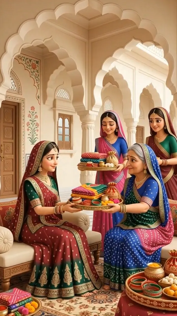 3D Sinjara Teej Invitation Video with Rajasthani Theme