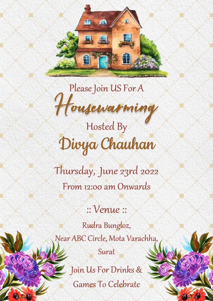 House Warming Invitation Editable Elegant Template