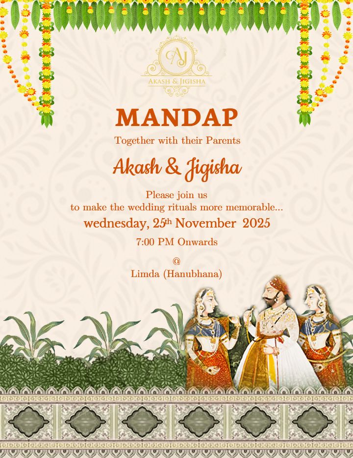 Traditional Rajasthani Style Wedding Invitation Template
