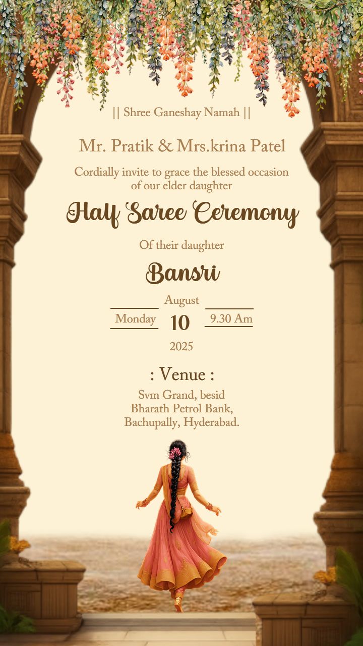 Half Saree Invitation Design Download For Girls