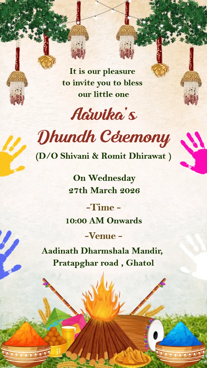 Holi Dhund Invitation Card Template with Festive Theme