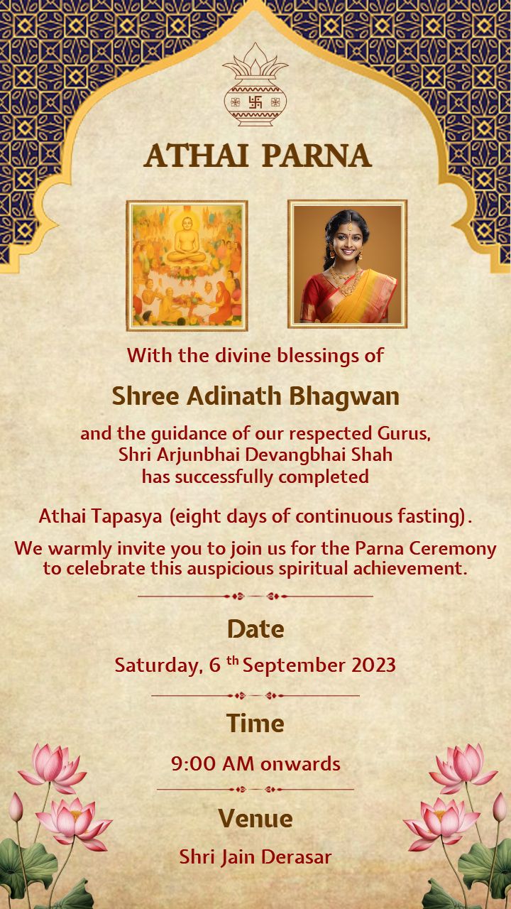 Lotus Inspired Paryushan Parv Invitation Template Designs