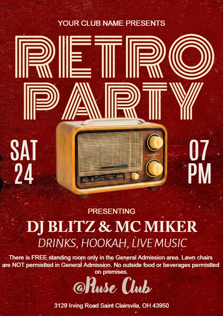 Retro Party Invitation Template With Boombox Party Style