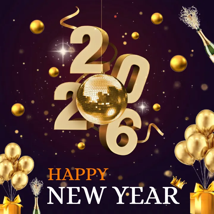 Full Screen Happy New Year 2026 Wishes Image in English