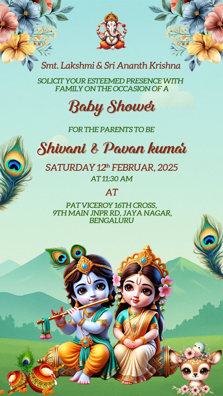 Krishna Theme Invite Video for Baby Shower Celebration